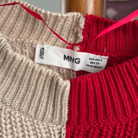 MANGO - Women's Checks Knitted Sweater in Red/Cream - Picture 3 of 8